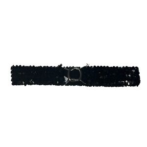 Vtg Y2K Black Sequin Belt New York & Company Glam Indie Whimsigoth Stretchy S/M